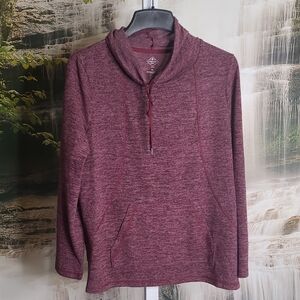 St Johns Bay Womens Large Petite purple knit cowl neck sweatshirt